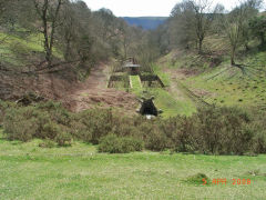 Filter beds below Nant-y-draenog reservoir dam, Cwmfelinfach, April 2008